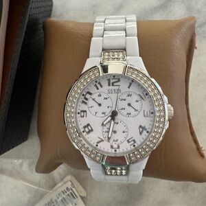 Guess White and Silver Watch